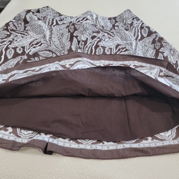 Talbots Brown and White Floral Skirt Size 18 W Cotton Summer - Picture 10 of 13